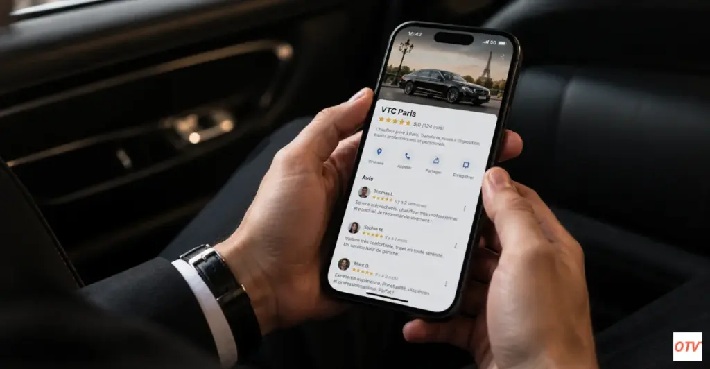 Profil Google Business d'un chauffeur VTC sur Paris.